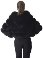 Black Luxury Fox Fur Jacket - Image 4