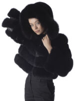 Black Luxury Fox Fur Jacket - Image 2