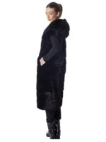 Black Mink Fur Hooded Vest - Image 3