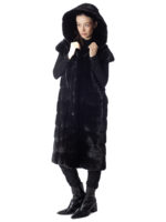 Black Mink Fur Hooded Vest - Image 2