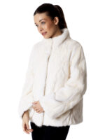 White Mink Section Fur Jacket - Image 3