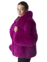 Fuchsia Fox Fur Luxury Jacket - Image 2