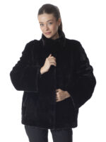 Black Mink Section Fur Jacket