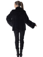 Black Mink Section Fur Jacket - Image 4