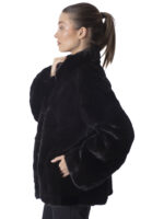 Black Mink Section Fur Jacket - Image 3