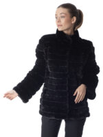 Black Mink Section Fur Jacket - Image 2