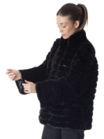 Black Mink Section Fur Jacket - Image 3