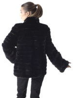Black Mink Section Fur Jacket - Image 4