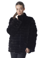 Black Mink Section Fur Jacket