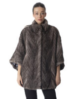 Silver Blue Mink Fur Section Cape