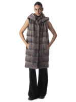 Silver Blue Mink Fur Hooded Vest