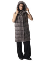 Silver Blue Mink Fur Hooded Vest - Image 3