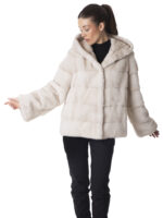 Pearl Mink Fur Hooded Jacket - Image 3