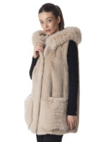 Warm Sand Mink Fur Vest with Fox - Image 2