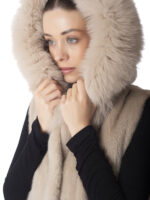 Warm Sand Mink Fur Vest with Fox - Image 5