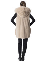 Warm Sand Mink Fur Vest with Fox - Image 6