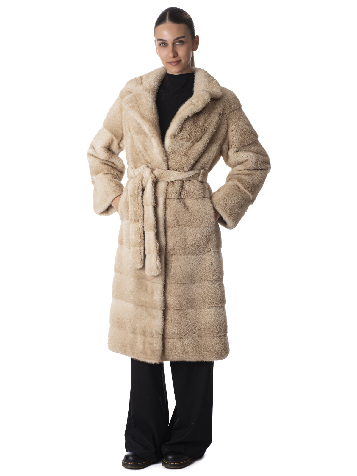 a02144 Palomino Mink Fur Coat - Image 1