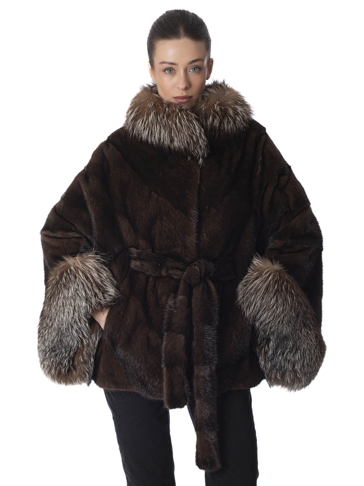 a02167 Demi-Buff Mink Fur Cape - Image 1