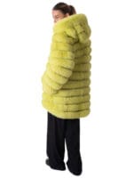 Acid Lime Fox Fur Hooded Coat - Image 4