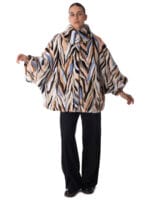 Multicolor Mink Fur Section Cape Jacket - Image 2