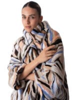 Multicolor Mink Fur Section Cape Jacket - Image 4